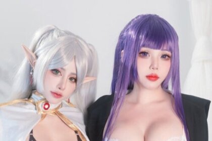 and here is a photo set of byoru and hana bunny cosplaying together in a super hot photo set with sexy round breasts. thumbnail